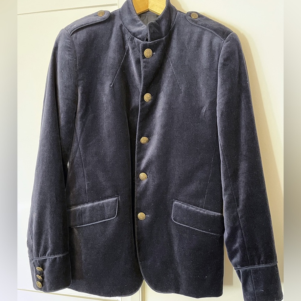 H&M Dark Navy Velvet Military Jacket